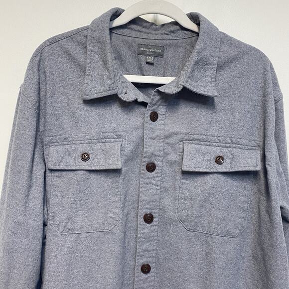 LL BEAN Signature XXL T Slim Fit Chamois Cloth 1933 Archive‎ Flannel Shirt Gray - Picture 2 of 9